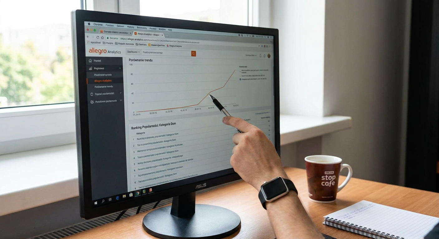 Analiza trendów sprzedaży w Allegro Analytics na monitorze